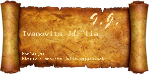 Ivanovits Júlia névjegykártya